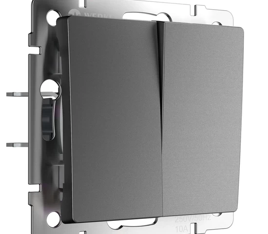 W1123064/ Перекрестный выключатель двухклавишный (графит матовый)