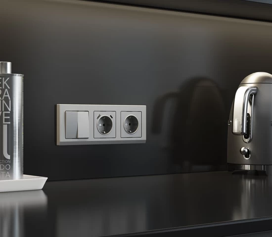 W1123065/ Перекрестный выключатель двухклавишный (серебряный матовый)