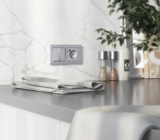 W1123065/ Перекрестный выключатель двухклавишный (серебряный матовый)