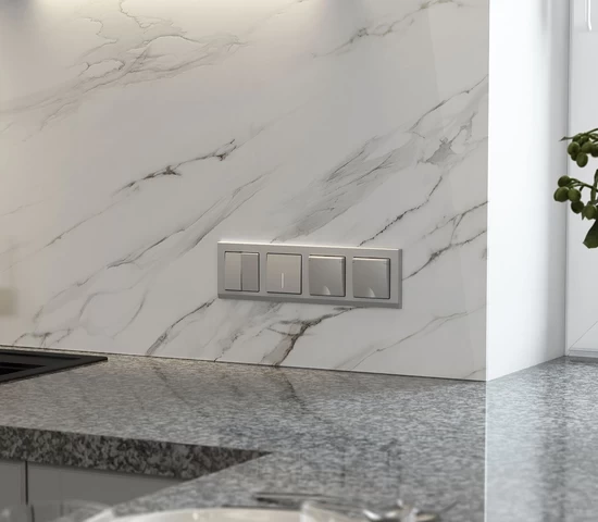 W1123065/ Перекрестный выключатель двухклавишный (серебряный матовый)