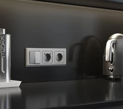 W1123065/ Перекрестный выключатель двухклавишный (серебряный матовый)