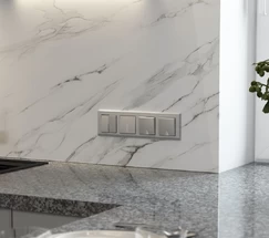 W1123065/ Перекрестный выключатель двухклавишный (серебряный матовый)